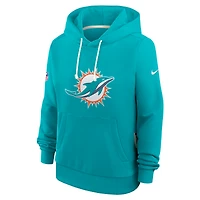 Women's Nike Aqua Miami Dolphins Sideline Standard Issue Initial Home Dri-FIT Hoodie
