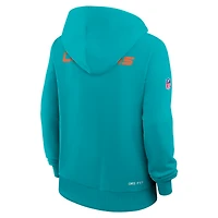 Women's Nike Aqua Miami Dolphins Sideline Standard Issue Initial Home Dri-FIT Hoodie