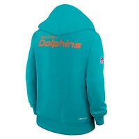 Sweat à capuche Nike Aqua Miami Dolphins Sideline Standard Issue Initial Domicile Dri-FIT pour femme