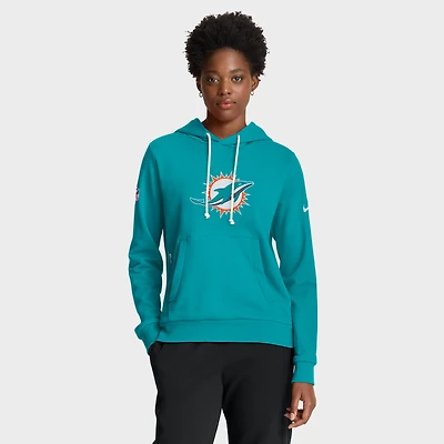 Sweat à capuche Nike Aqua Miami Dolphins Sideline Standard Issue Initial Domicile Dri-FIT pour femme