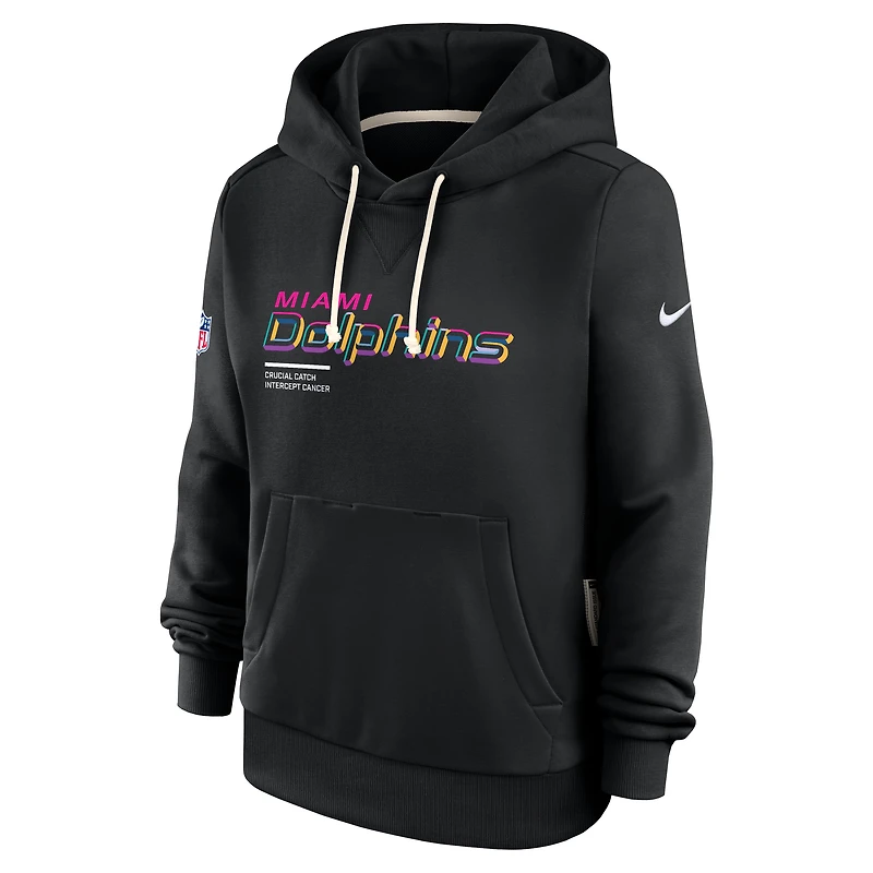 Women's Nike Black Miami Dolphins 2025 NFL Crucial Catch Sideline Standard Issue Dri-FIT Hoodie