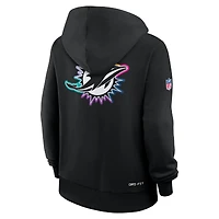 Sweat à capuche Nike noir Dri-FIT NFL Crucial Catch Sideline pour femme, édition spéciale Miami Dolphins 2025
