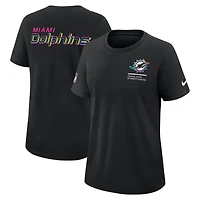 T-shirt Nike noir Miami Dolphins 2025 NFL Crucial Catch Tri-Blend Dri-FIT pour femme