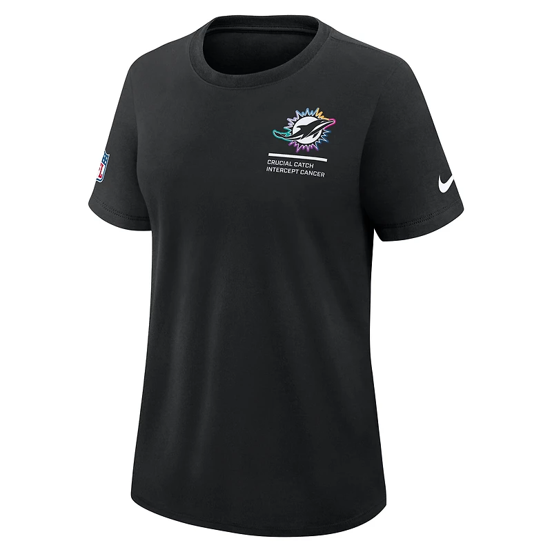 T-shirt Nike noir Miami Dolphins 2025 NFL Crucial Catch Tri-Blend Dri-FIT pour femme