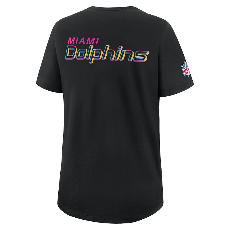 Women's Nike Black Miami Dolphins 2025 NFL Crucial Catch Tri-Blend Dri-FIT T-Shirt