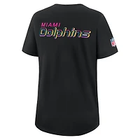 Women's Nike Black Miami Dolphins 2025 NFL Crucial Catch Tri-Blend Dri-FIT T-Shirt