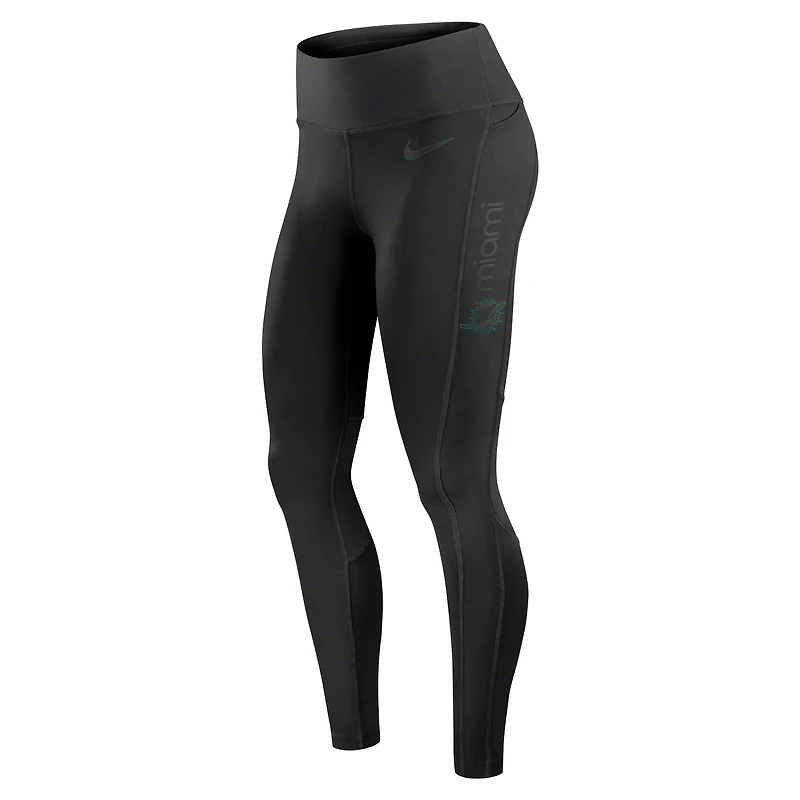 Legging Nike noir Dri-FIT pour femme avec logo Edge des Dolphins de Miami