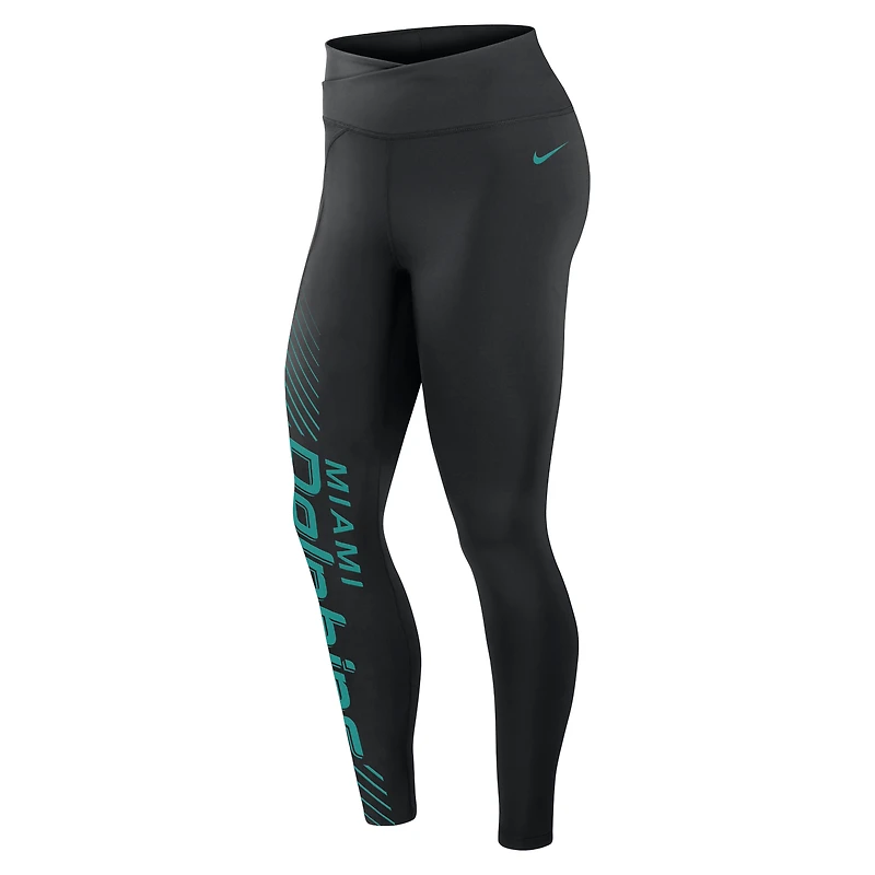 Women's Nike Black Miami Dolphins Primetime Yard Line Leggings