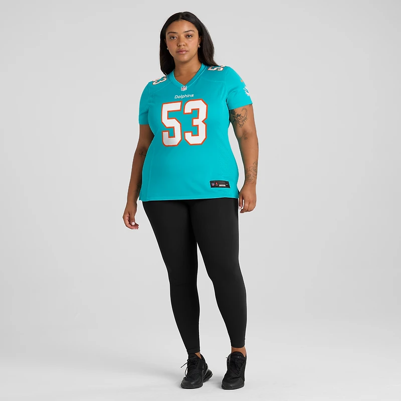 Maillot de joueur match Nike Cameron Goode Aqua Miami Dolphins pour femme