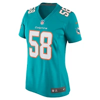 Maillot de joueur match Nike Connor Williams Aqua Miami Dolphins pour femme