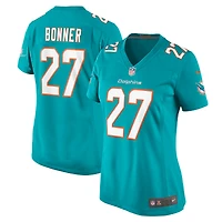 Maillot de match Nike Ethan Bonner Aqua Miami Dolphins pour femme