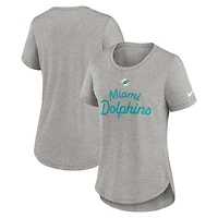 Women's Nike Gray Miami Dolphins Script Tri-Blend T-Shirt