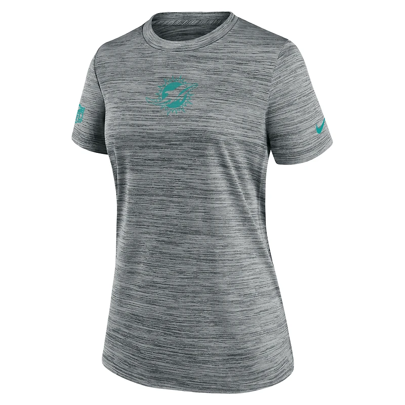 Women's Nike Gray Miami Dolphins Sideline Velocity Dri-FIT T-Shirt