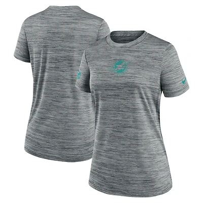Women's Nike Gray Miami Dolphins Sideline Velocity Dri-FIT T-Shirt