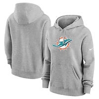 Sweat à capuche Nike gris chiné Miami Dolphins Club Fleece pour femme