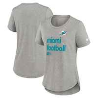 T-shirt Nike gris chiné pour femme, motif Team Shout-Out des Dolphins de Miami