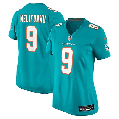 Women's Nike Ifeatu Melifonwu Aqua Miami Dolphins Team Game Jersey