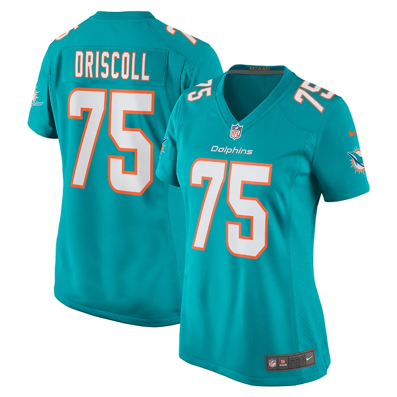 Maillot de match l'équipe Nike Jack Driscoll Aqua Miami Dolphins pour femme