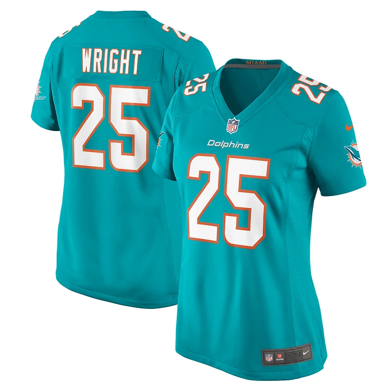 Maillot de match Nike Jaylen Wright Aqua Miami Dolphins pour femme