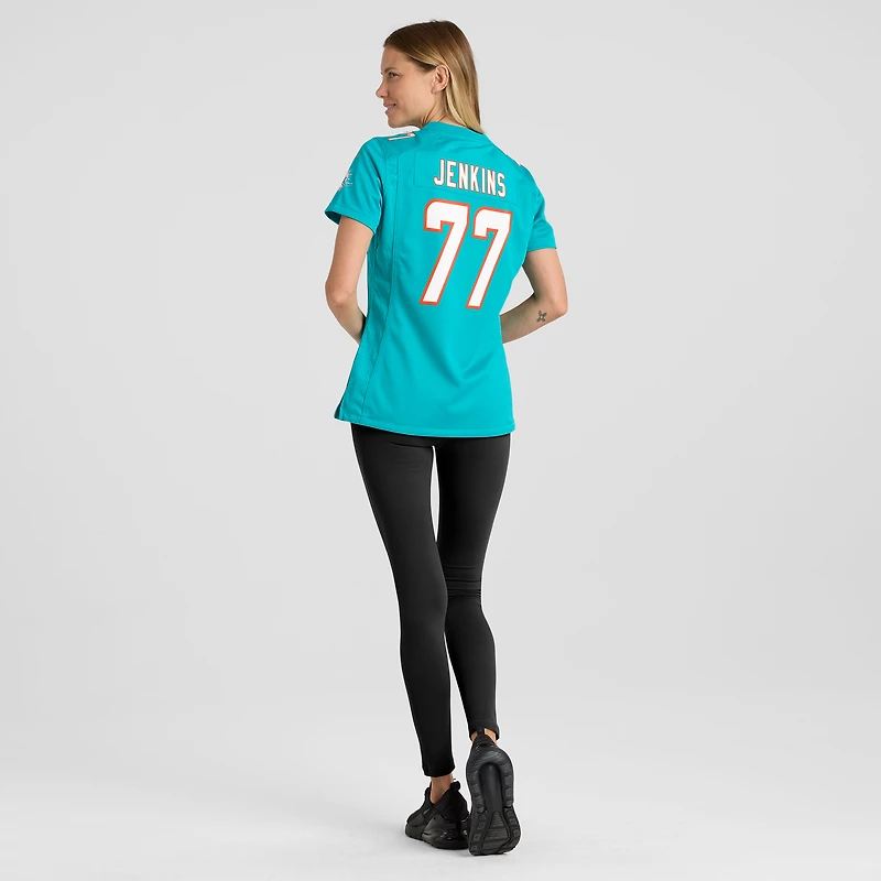 Maillot de joueur match Nike John Jenkins Aqua Miami Dolphins pour femme