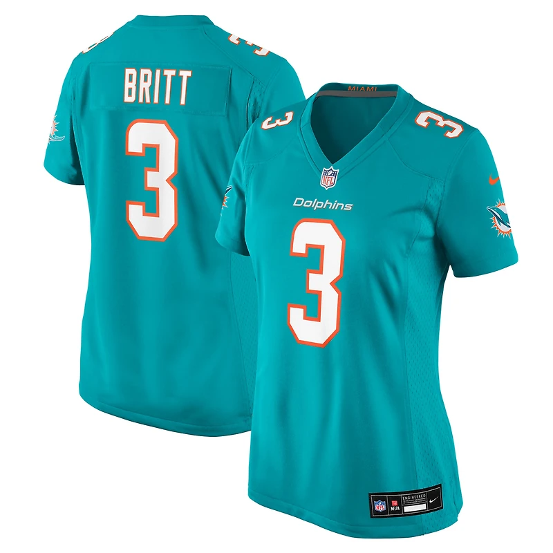 Women's Nike K.J. Britt  Aqua Miami Dolphins Team Game Jersey