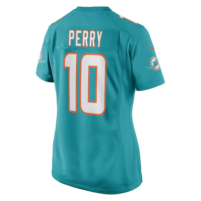 Maillot de match Nike Malcolm Perry Aqua Miami Dolphins pour femme