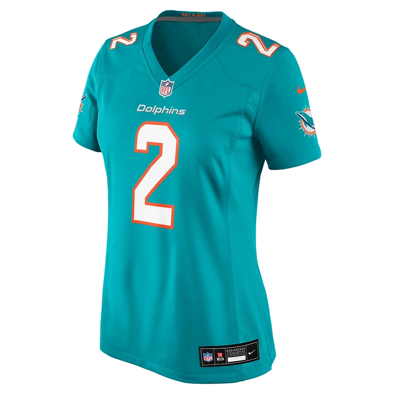 Maillot de match Nike Malik Willis Aqua Miami Dolphins pour femmes