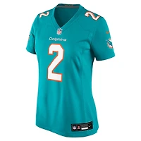 Maillot de match Nike Malik Willis Aqua Miami Dolphins pour femmes