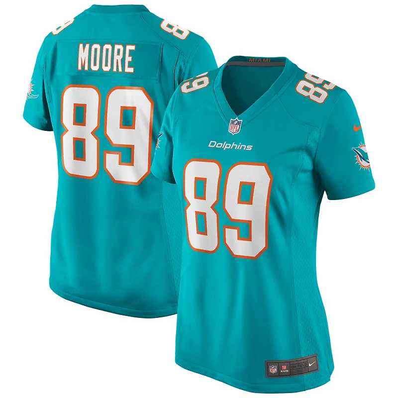 Maillot de joueur retraité Nike Nat Moore Aqua Miami Dolphins Game pour femme