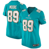 Maillot de joueur retraité Nike Nat Moore Aqua Miami Dolphins Game pour femme