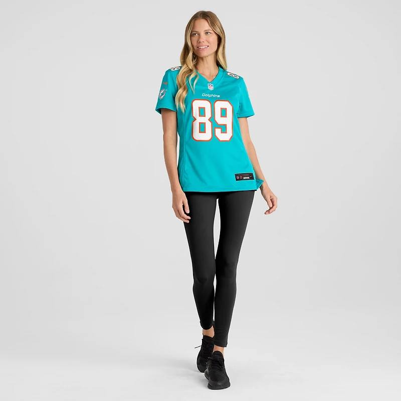 Maillot de joueur retraité Nike Nat Moore Aqua Miami Dolphins Game pour femme