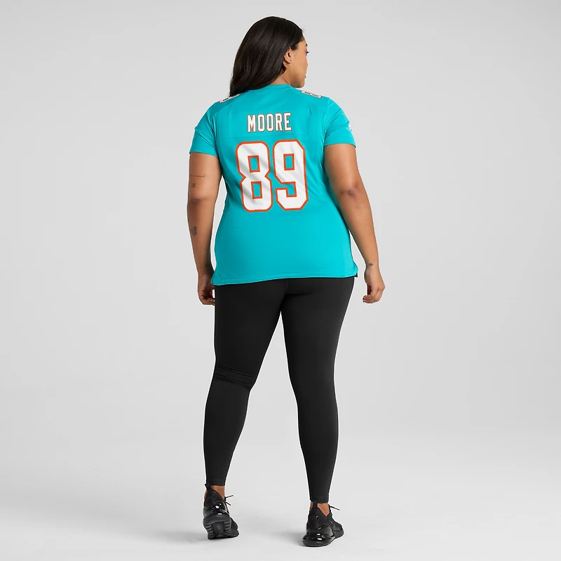 Maillot de joueur retraité Nike Nat Moore Aqua Miami Dolphins Game pour femme