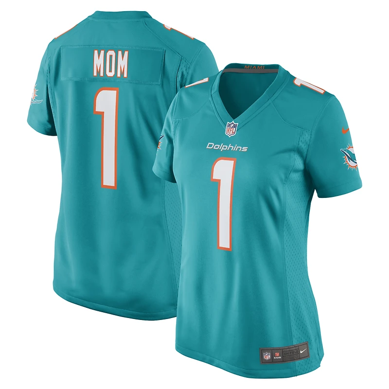 Maillot de match Nike Numéro 1 Mom Aqua Miami Dolphins pour femme