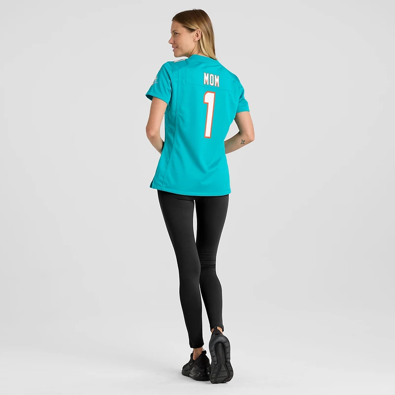 Maillot de match Nike Numéro 1 Mom Aqua Miami Dolphins pour femme