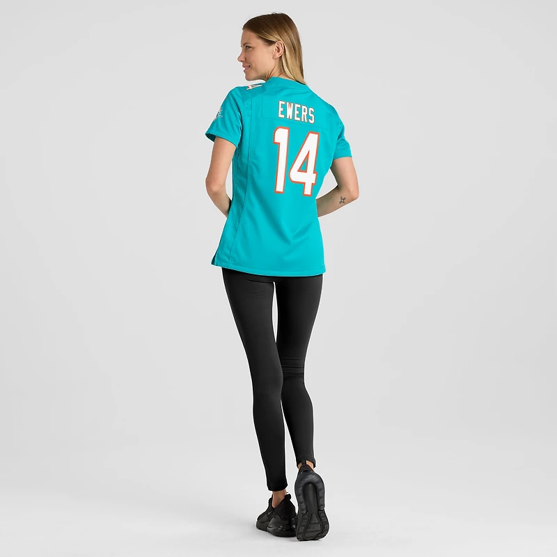 Maillot de match Nike Quinn Ewers Aqua pour femme des Miami Dolphins