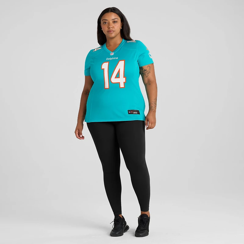 Maillot de match Nike Quinn Ewers Aqua pour femme des Miami Dolphins