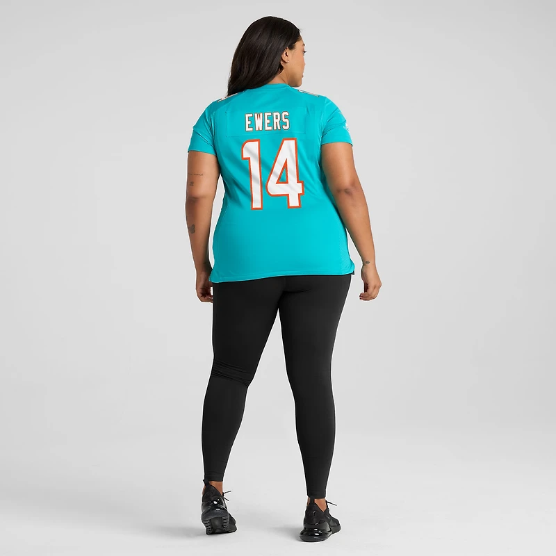 Maillot de match Nike Quinn Ewers Aqua pour femme des Miami Dolphins