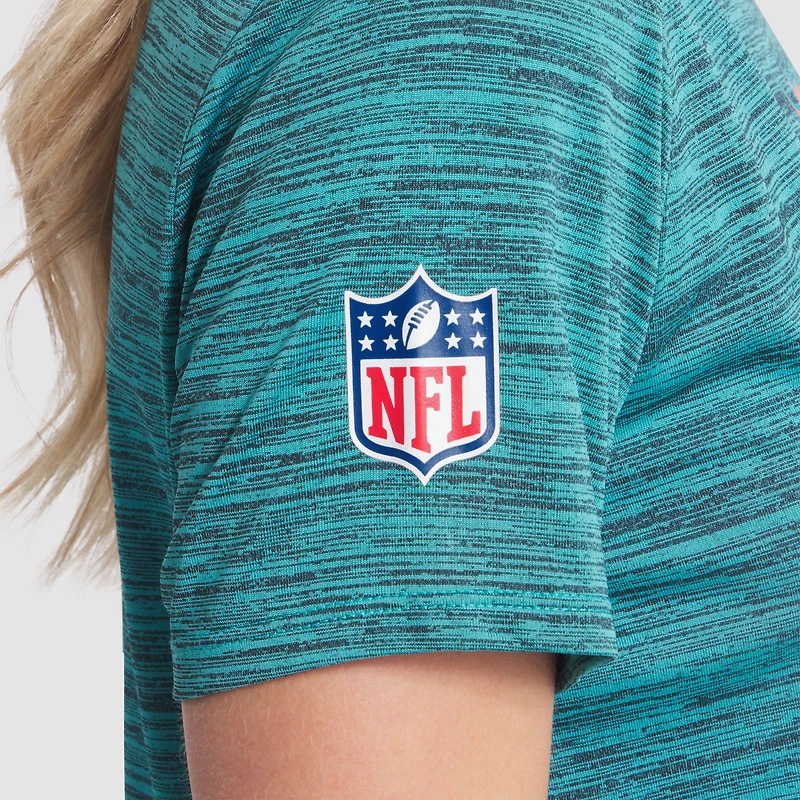 Women's Nike Turbo Green Miami Dolphins 2025 Rivalries Collection Sideline Velocity Dri-FIT T-Shirt