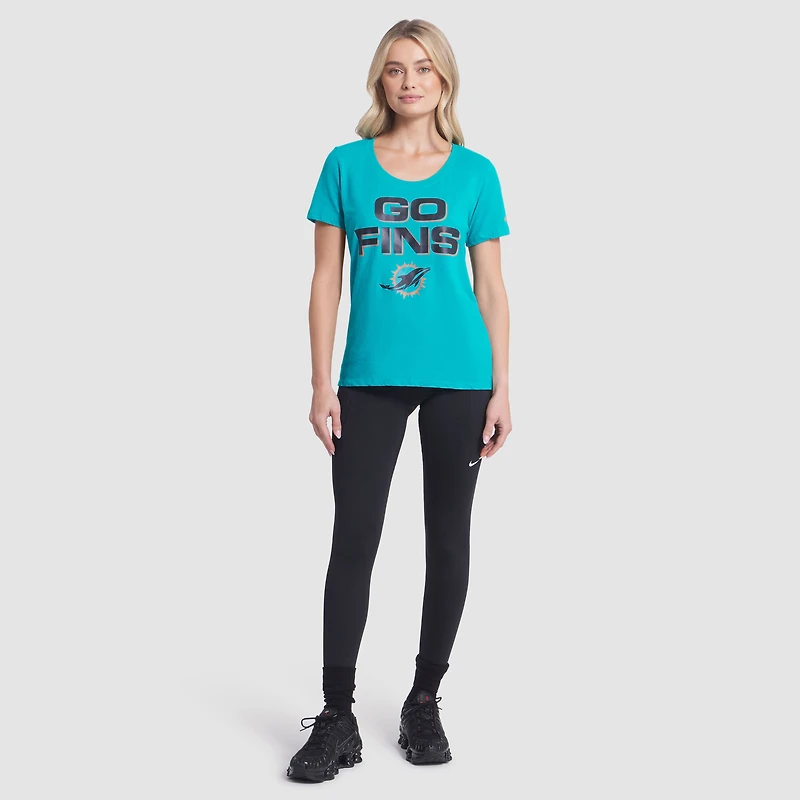 Women's Nike Turbo Green Miami Dolphins 2025 Rivalries Collection Slub Dri-FIT T-Shirt