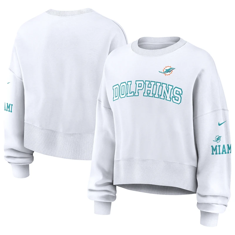 Women's Nike White Miami Dolphins Oversized Pullover Sweatshirt