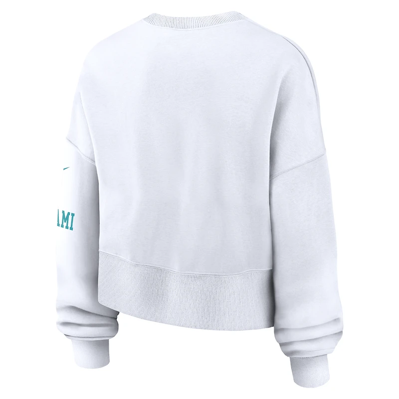 Women's Nike White Miami Dolphins Oversized Pullover Sweatshirt