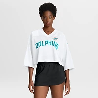 Women's Nike White Miami Dolphins Primetime Cropped Mesh Dri-FIT Fashion Jersey
