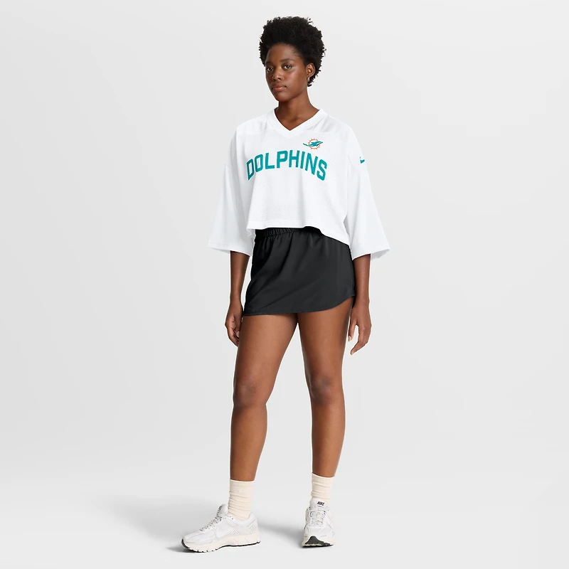 Women's Nike White Miami Dolphins Primetime Cropped Mesh Dri-FIT Fashion Jersey