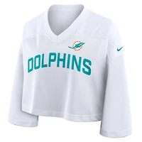 Women's Nike White Miami Dolphins Primetime Cropped Mesh Dri-FIT Fashion Jersey