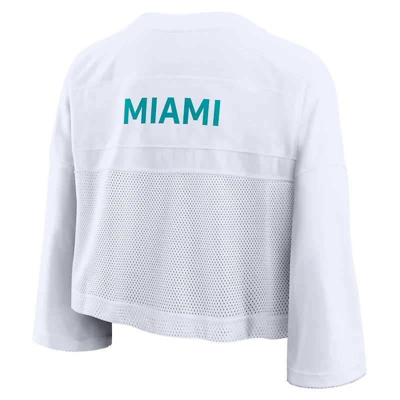 Women's Nike White Miami Dolphins Primetime Cropped Mesh Dri-FIT Fashion Jersey