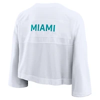 Women's Nike White Miami Dolphins Primetime Cropped Mesh Dri-FIT Fashion Jersey