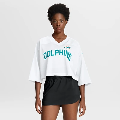 Women's Nike White Miami Dolphins Primetime Cropped Mesh Dri-FIT Fashion Jersey