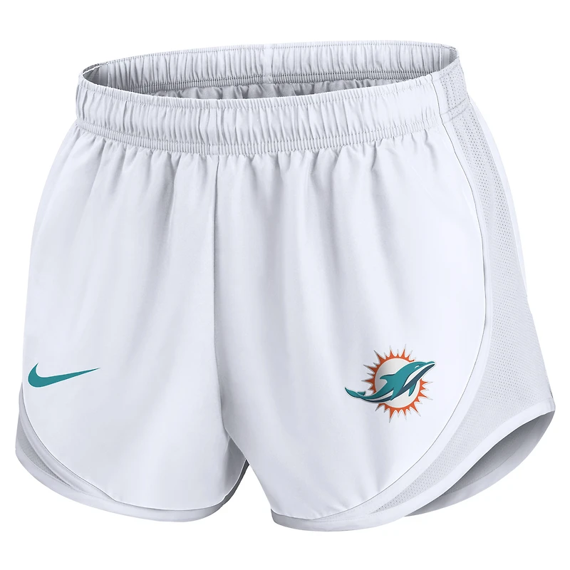 Short Nike Tempo Dri-FIT blanc pour femme des Dolphins de Miami