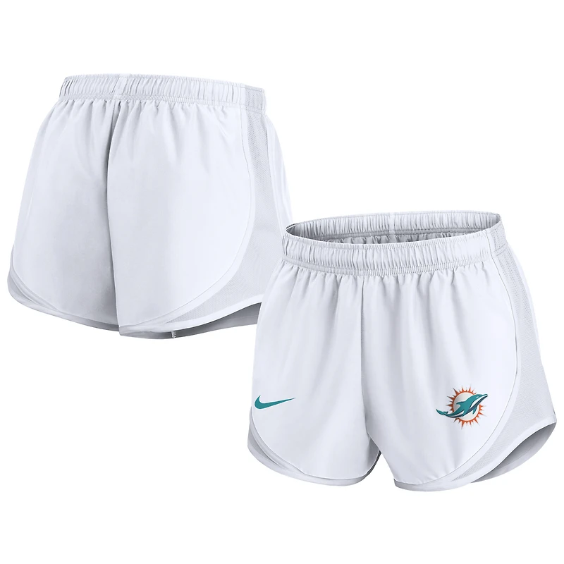 Short Nike Tempo Dri-FIT blanc pour femme des Dolphins de Miami