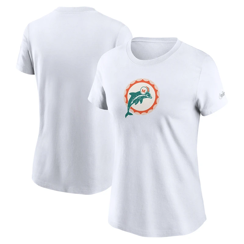Women's Nike White Miami Dolphins Throwback Primary Logo T-Shirt